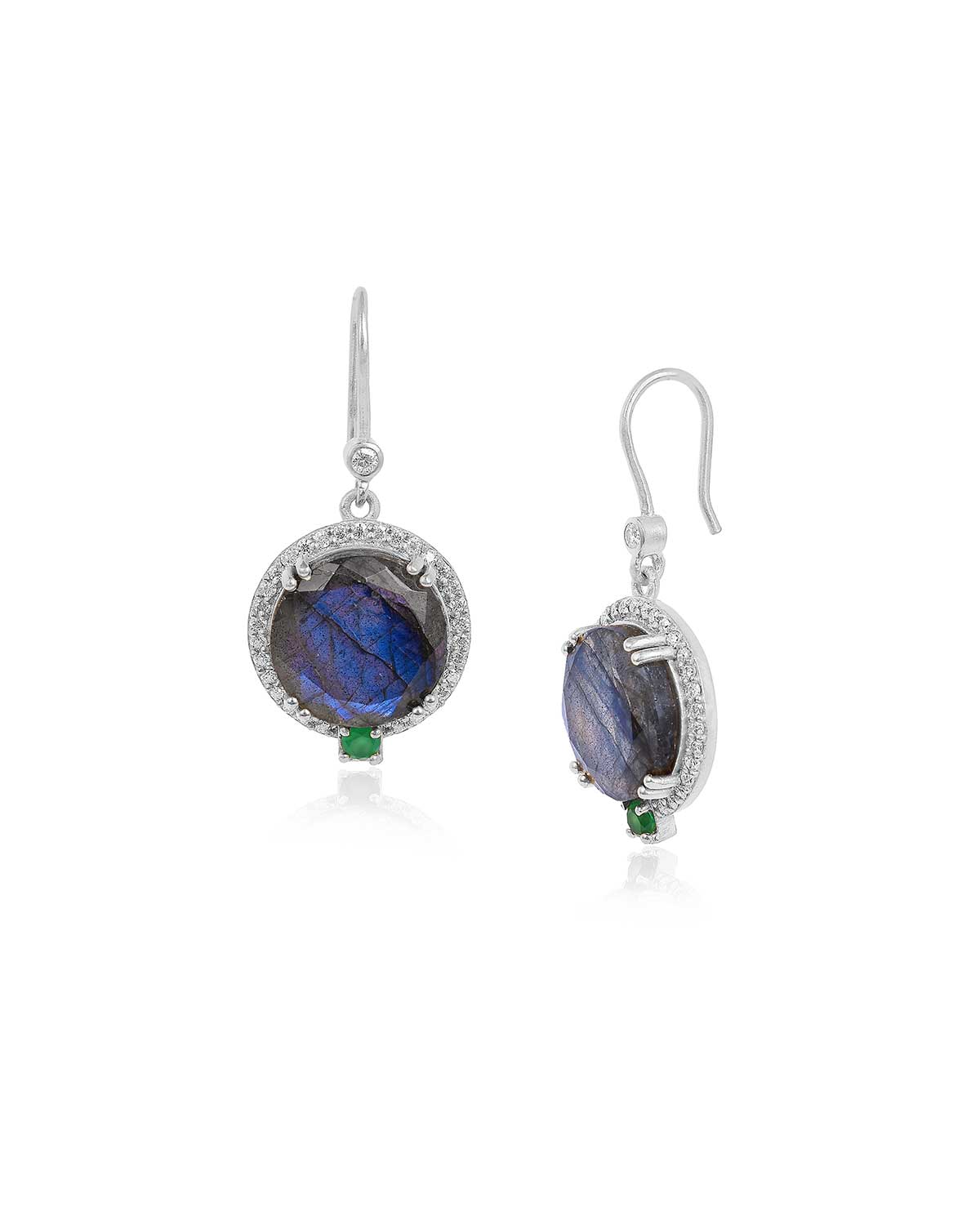 Sterling silver earrings with black spinel and labradorite gemstones