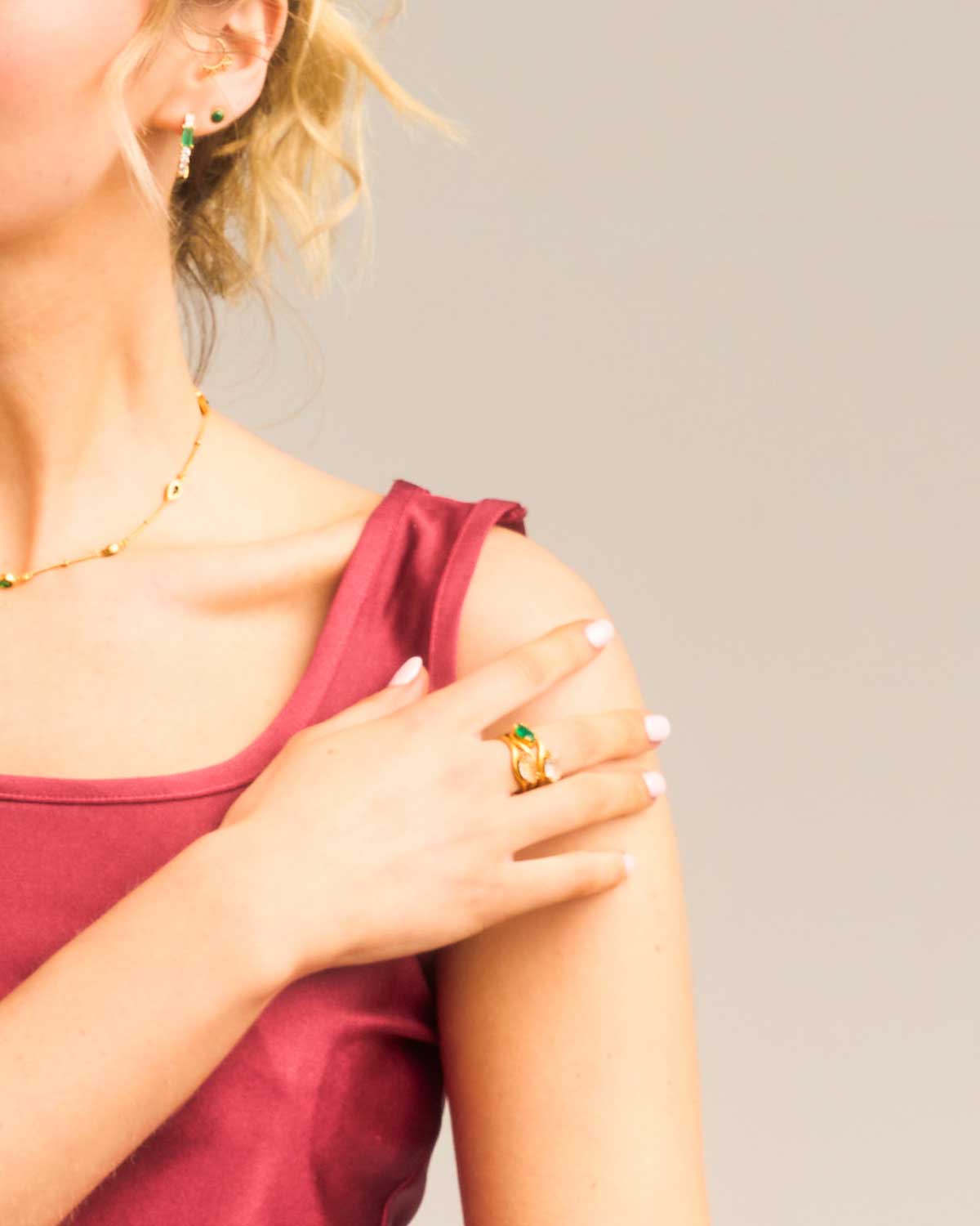 Green Onyx Marquise Gold Vermeil Ring