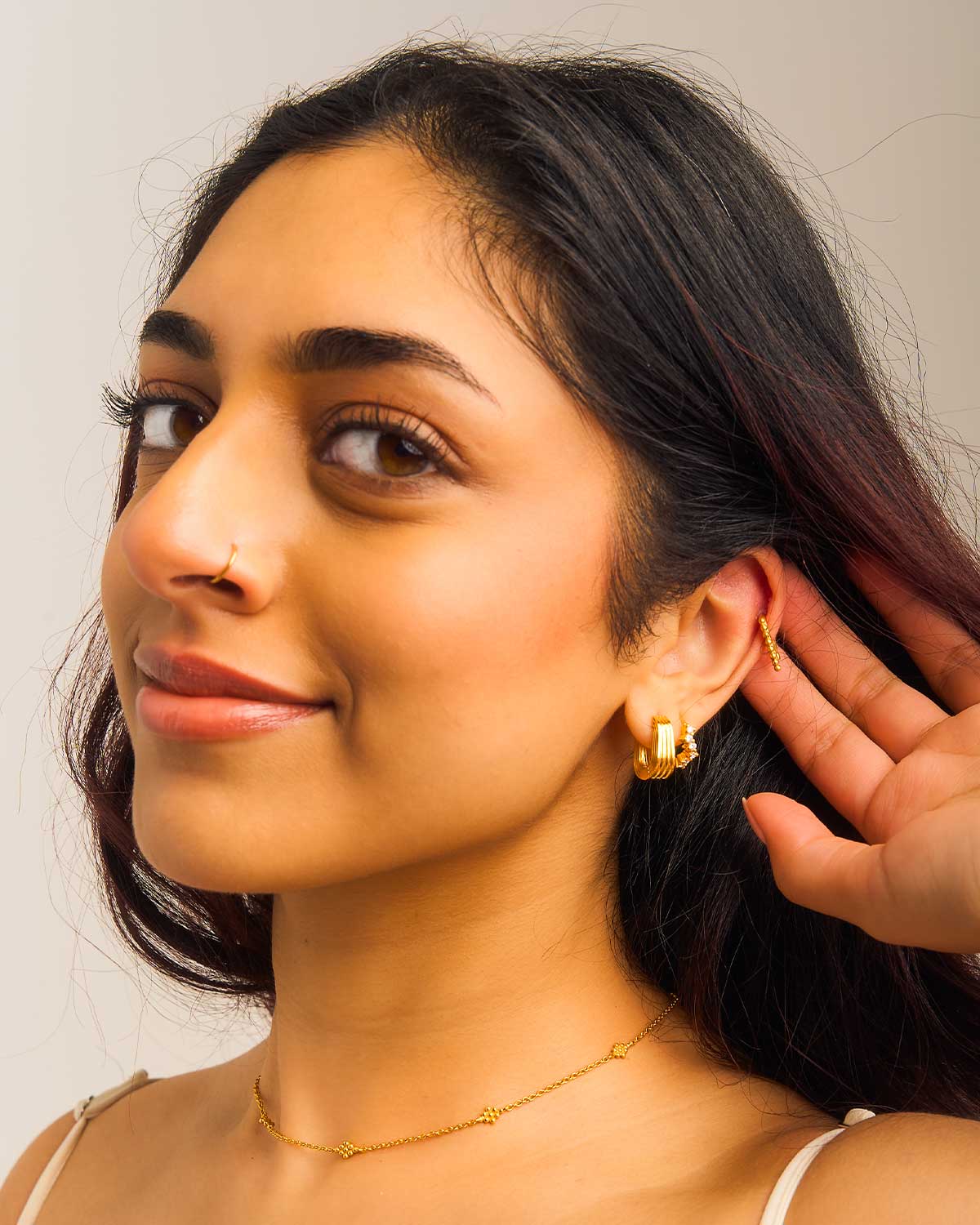 Bold "You" Shape Gold Vermeil Mid Size Hoops