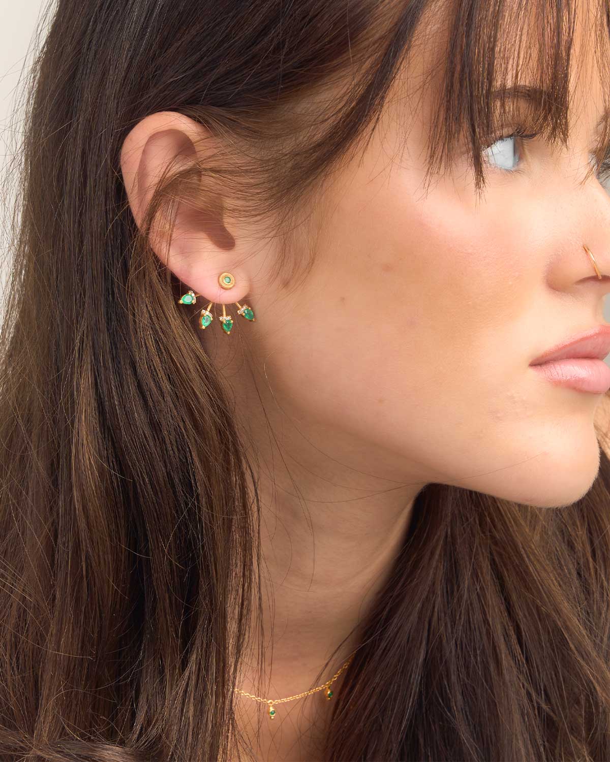 Pear Shape Green Onyx Gold Vermeil Stud Earrings