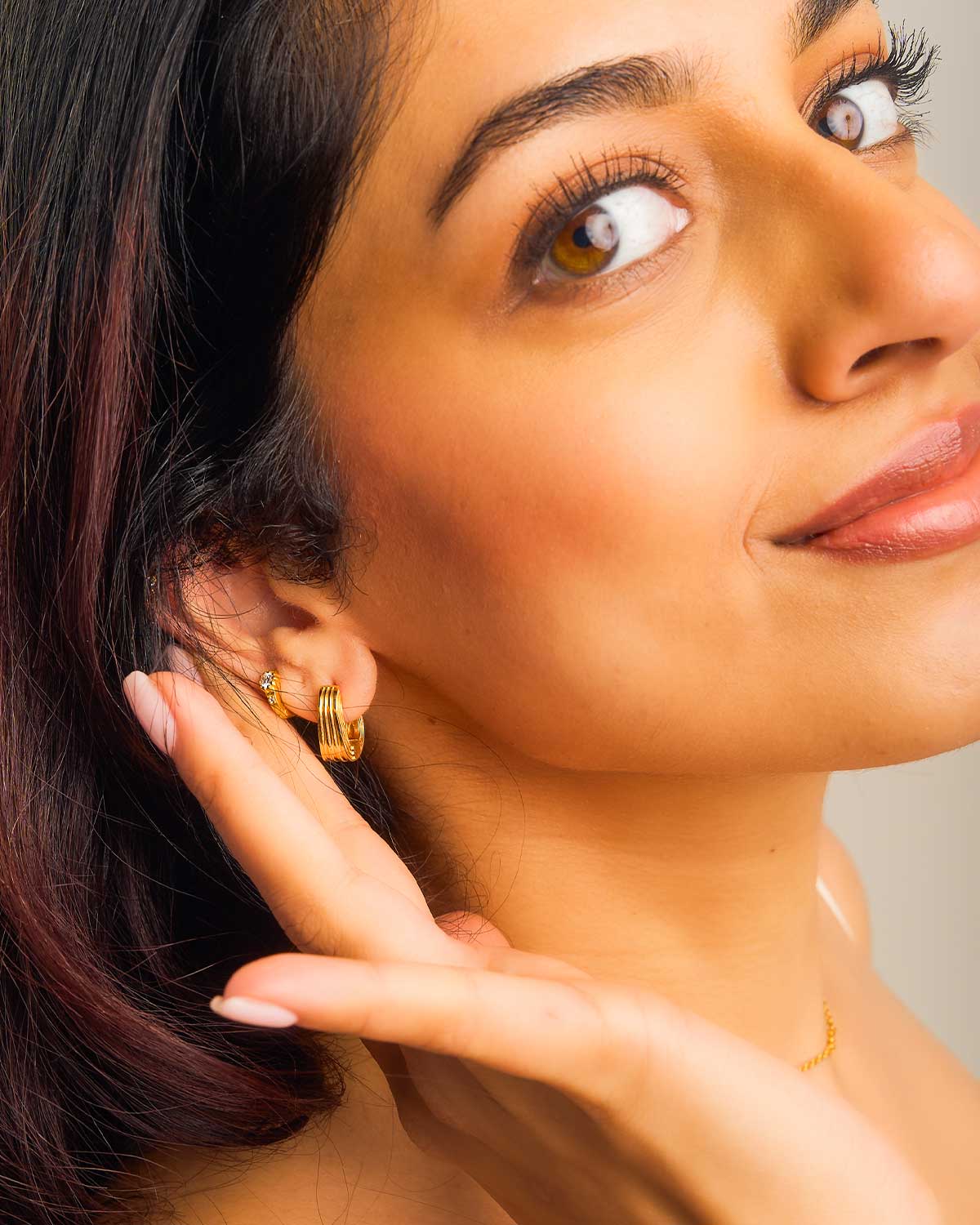 Bold "You" Shape Gold Vermeil Mid Size Hoops