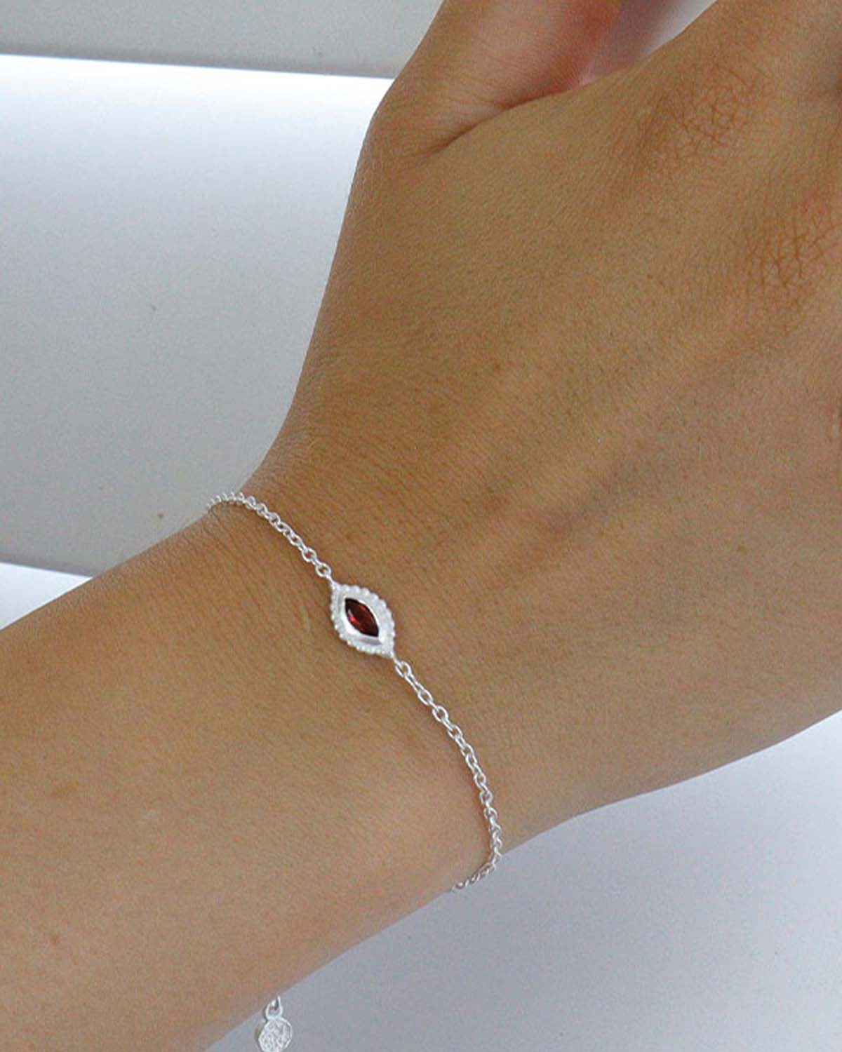 Compact Diminutive Gemstone Silver Bracelet - Moon London