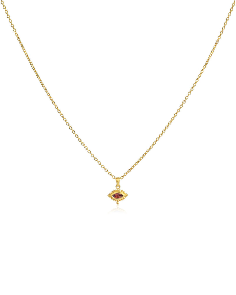Compact Diminutive Gemstone Gold Eye Necklace