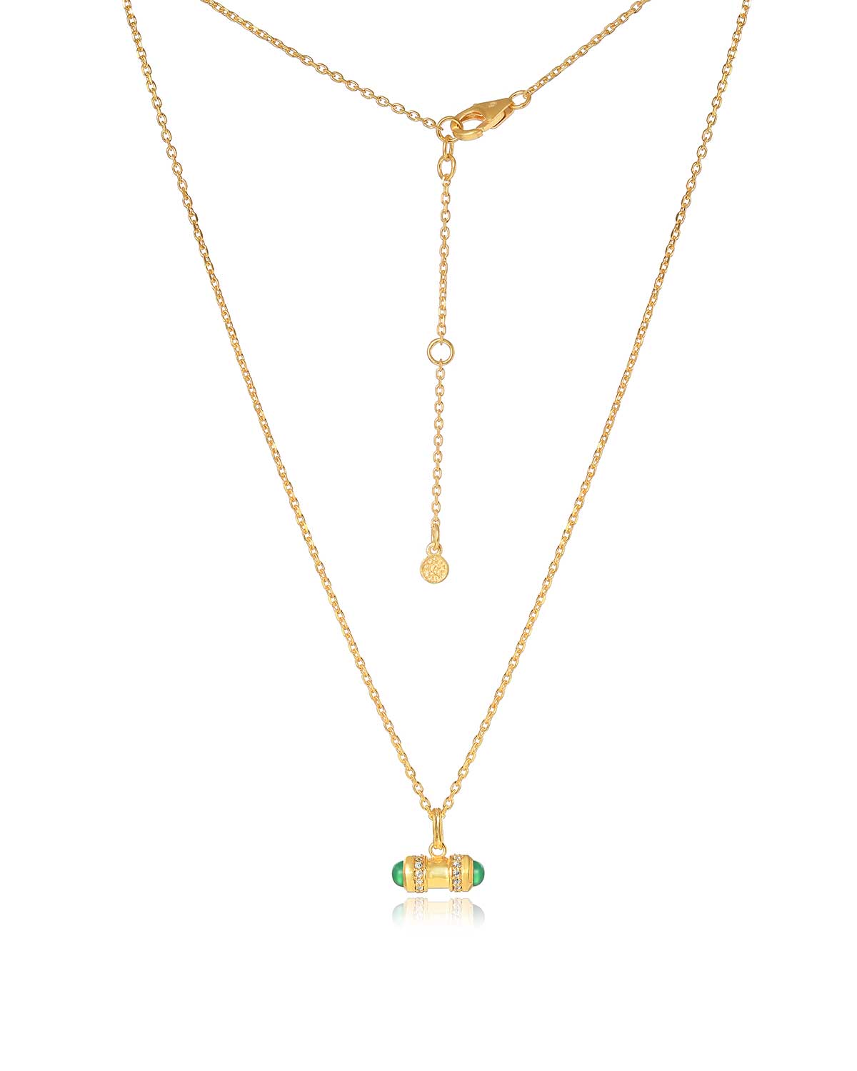 "Green Onyx" Gemstone Gold Vermeil Pendent Necklace