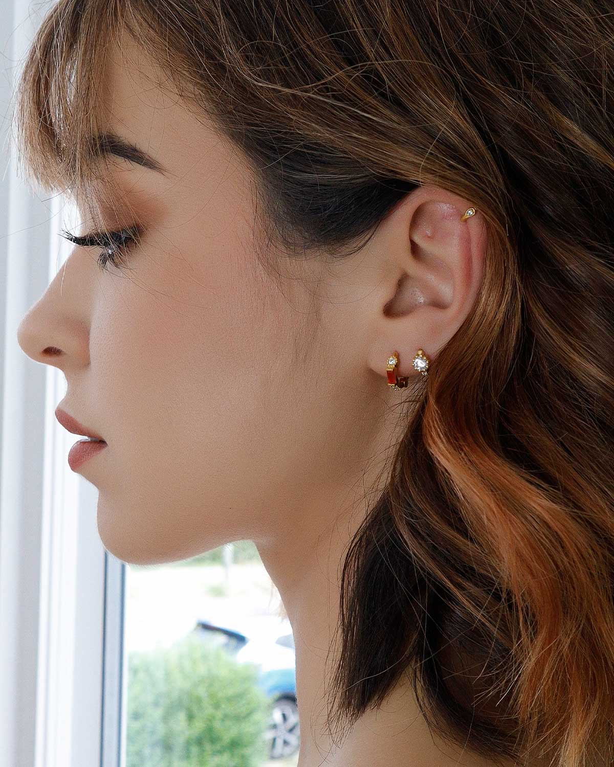 ‘The Carme’ Gold Huggie Earrings - Moon London