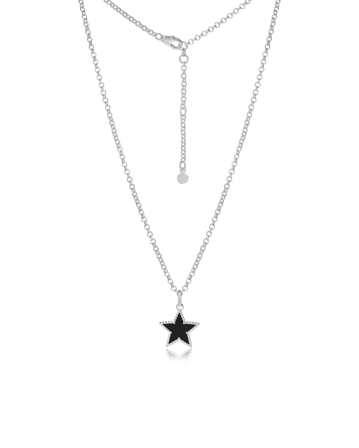 Black Spinel Healing Star Silver Necklace