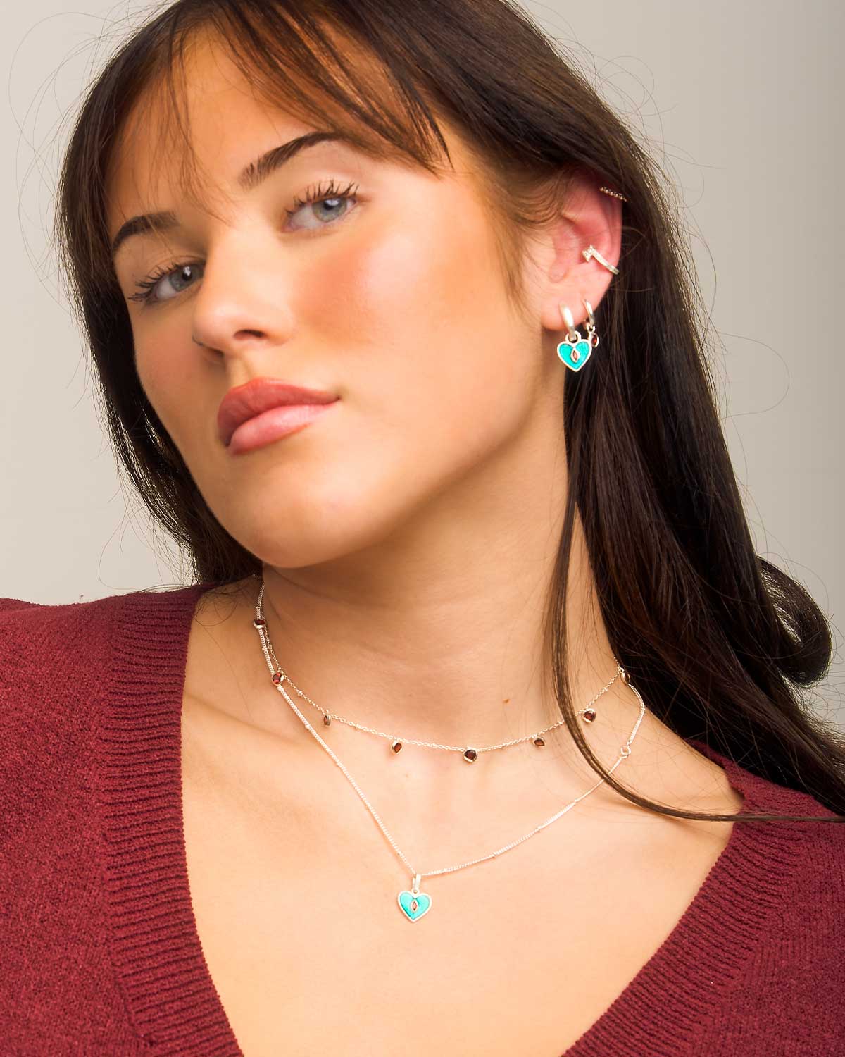 "Garnet" Heart Pendent Gold Vermeil Adjustable Necklace