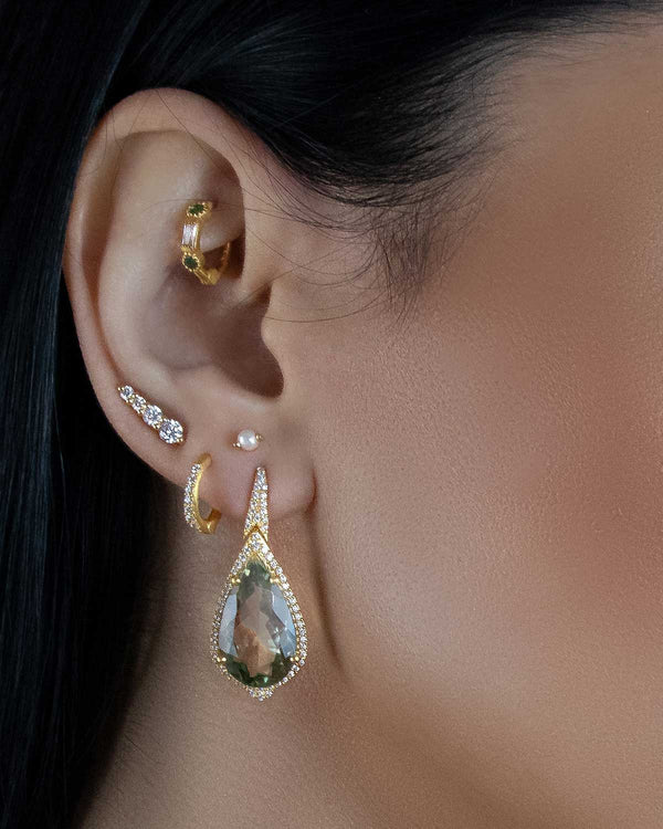 Lush Green Amethyst Gold Earrings