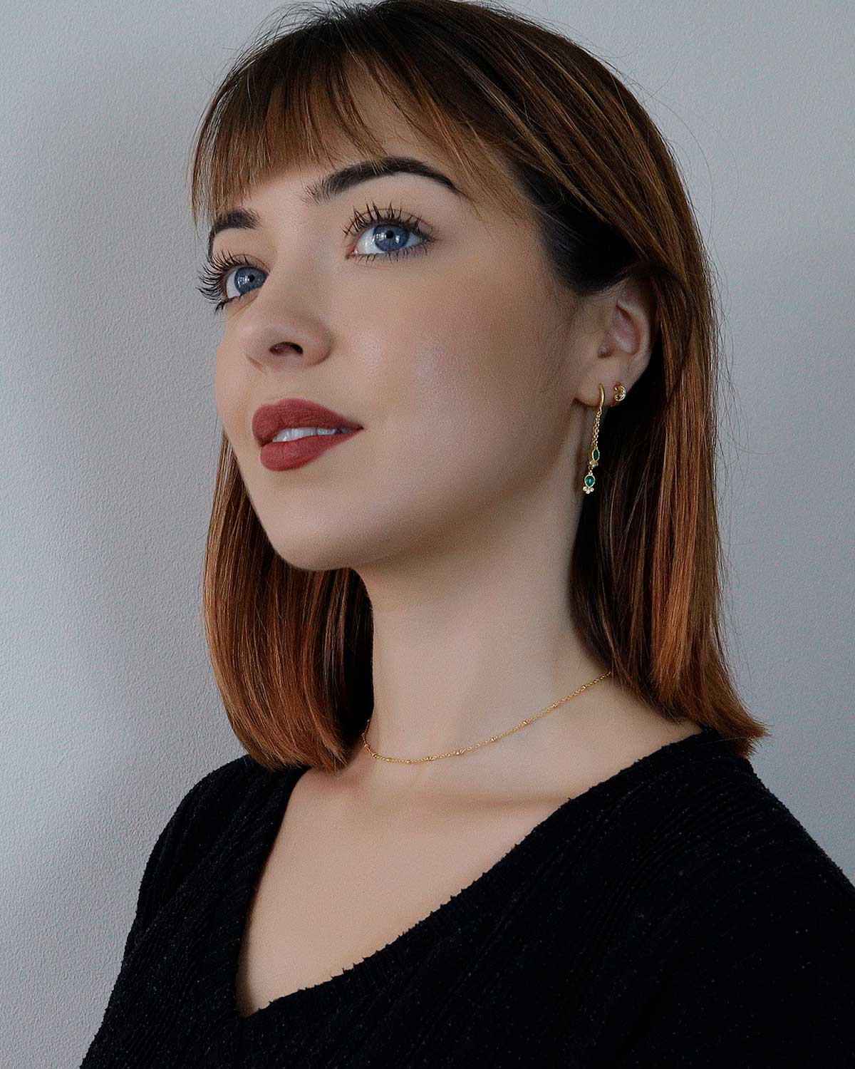 Sophie Emerald Green Huggie Earrings - Moon London