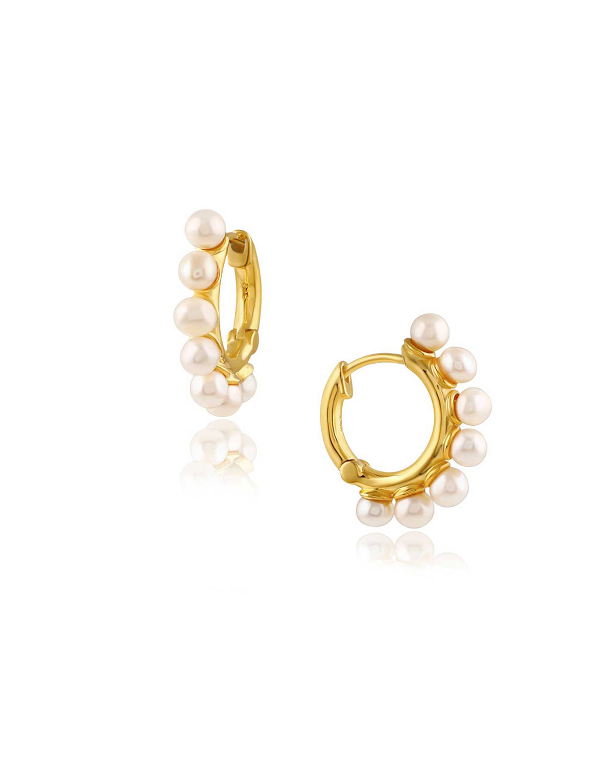 Natural Multiple Pearl Gold Hoops - Moon London