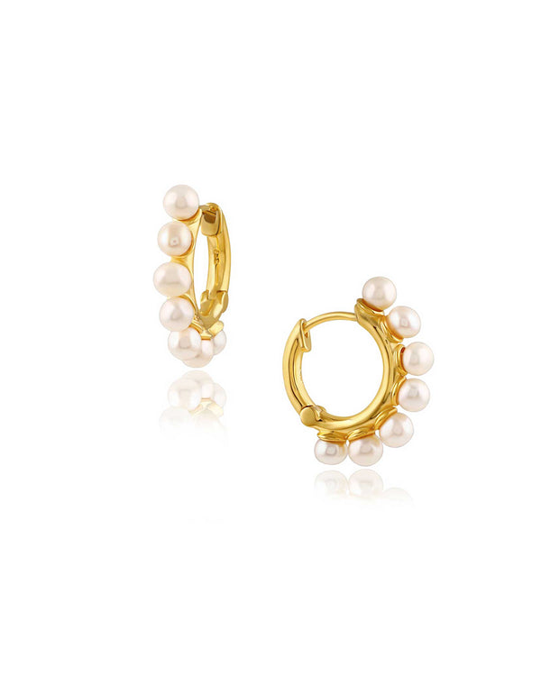 Natural Multiple Pearl Gold Hoops