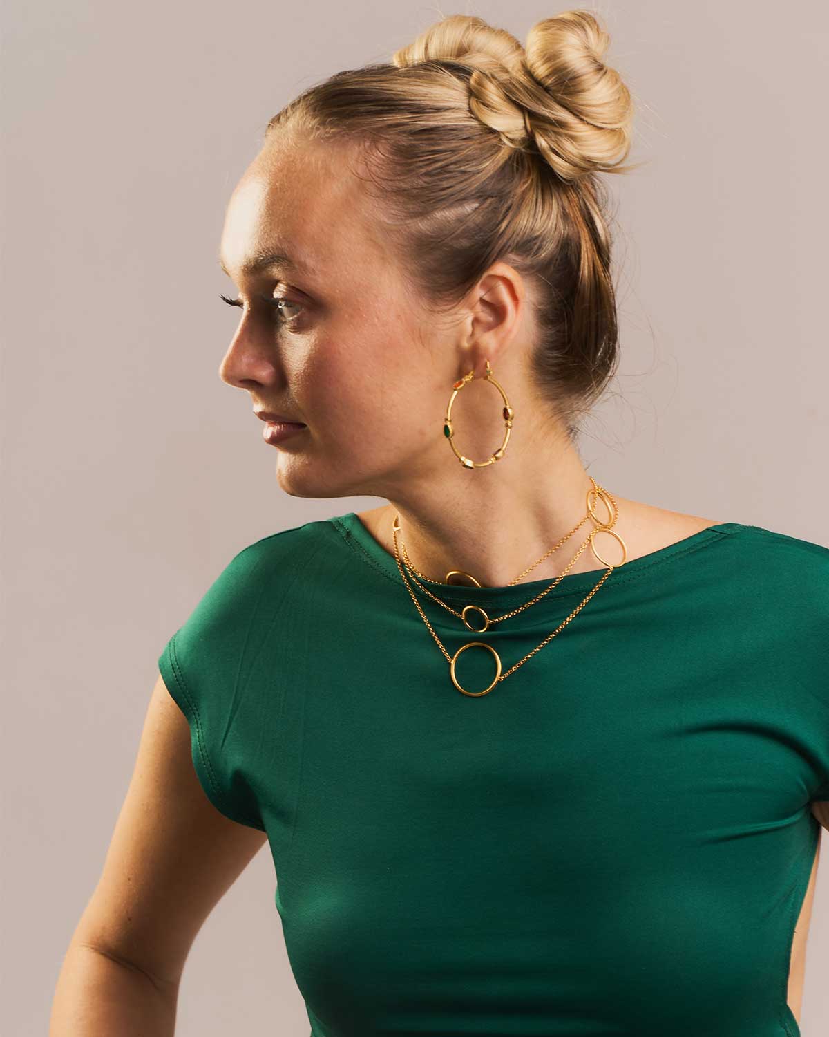 Mix Gemstone Statement Gold Vermeil Hoops