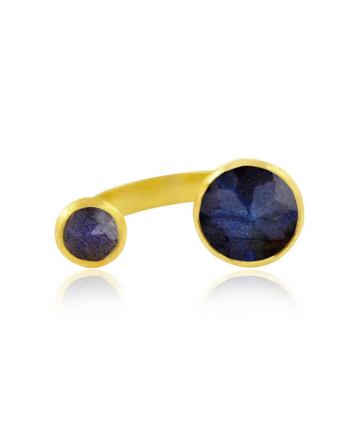 Indi Labradorite Gemstone Gold Ring - Moon London