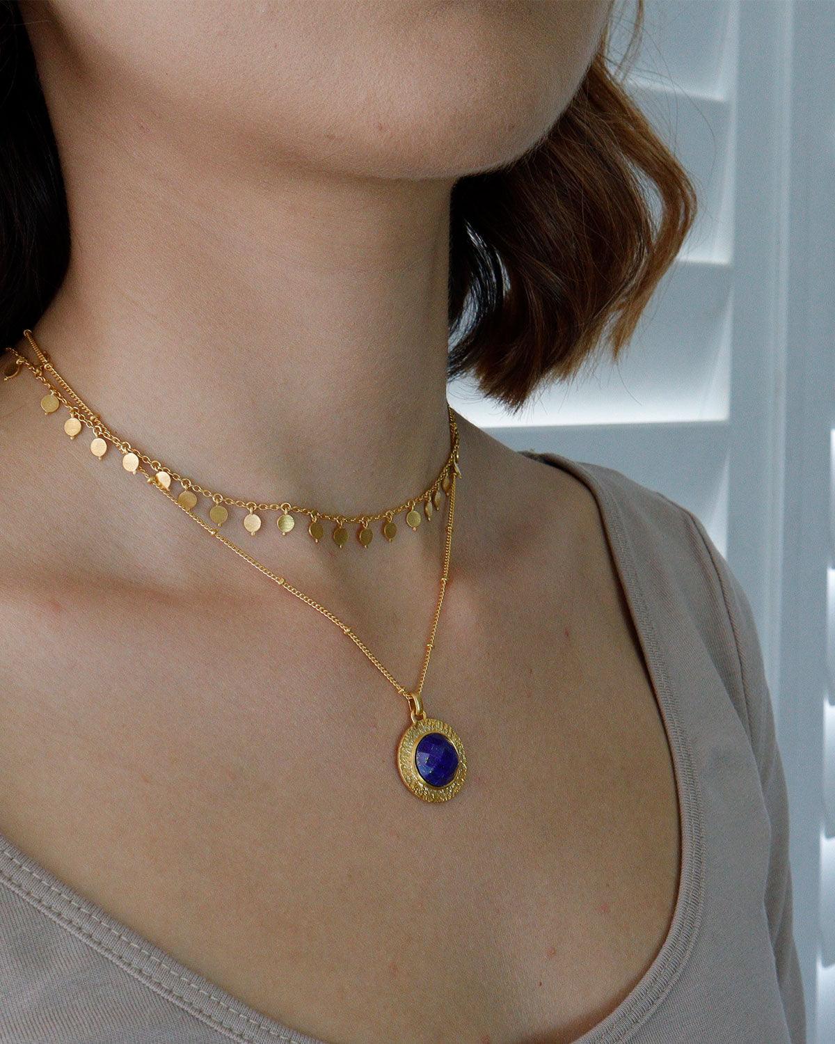 Exceptionally Cute Multi Disk Gold Choker Necklace - Moon London