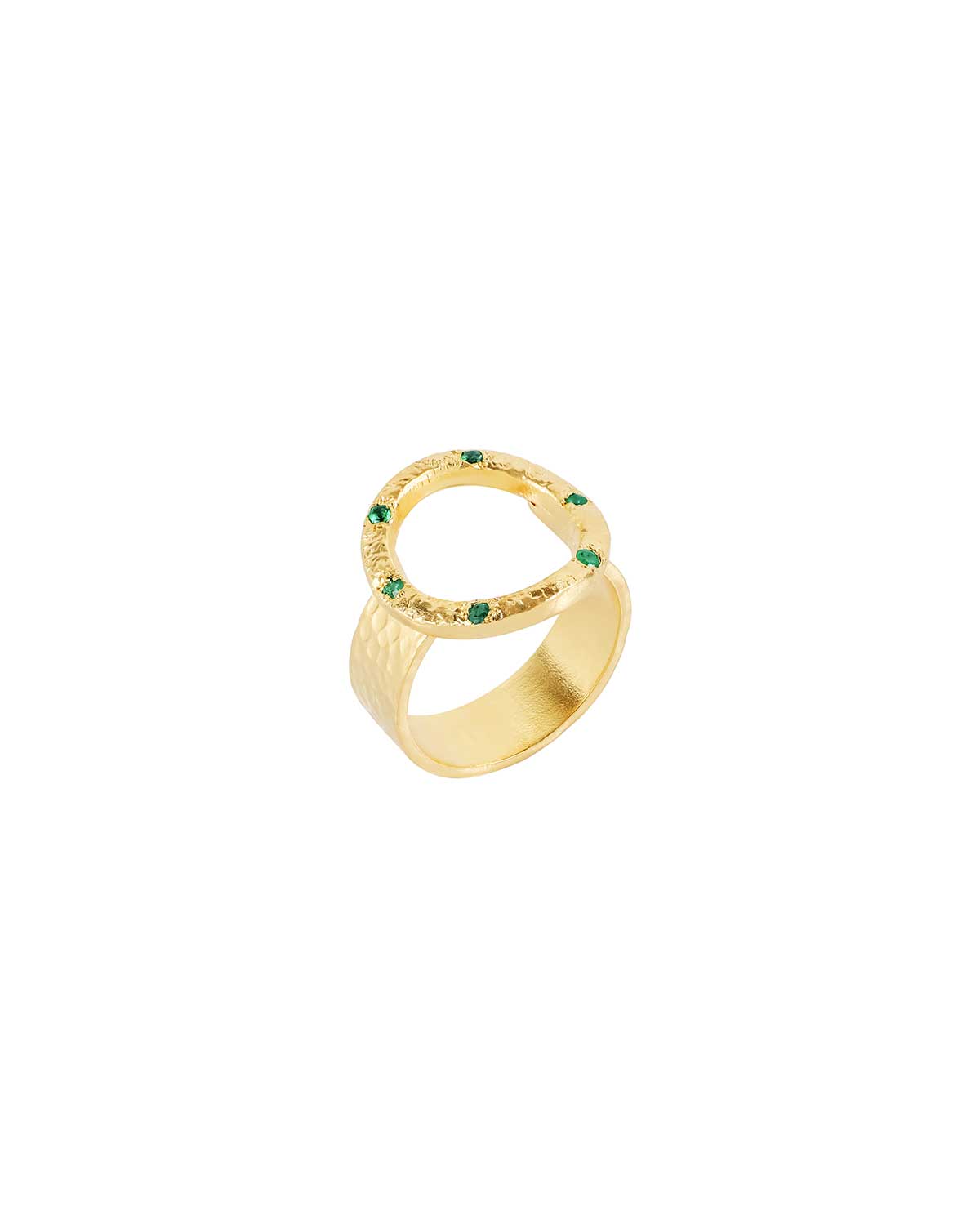 Mini Emerald Gold Vermeil Hammered Ring