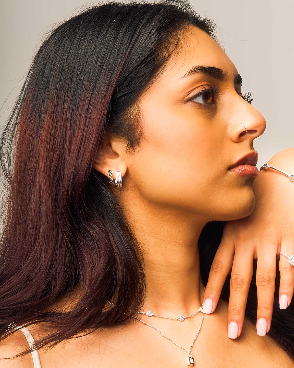 Bold "You" Shap Sterling Silver Mid size Hoops