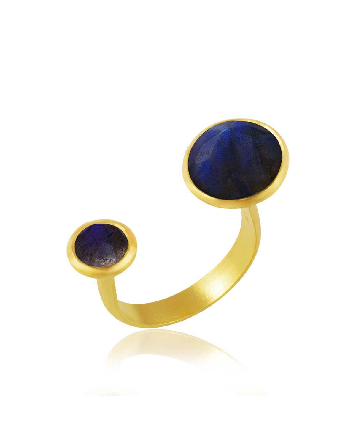 Indi Labradorite Gemstone Gold Ring - Moon London