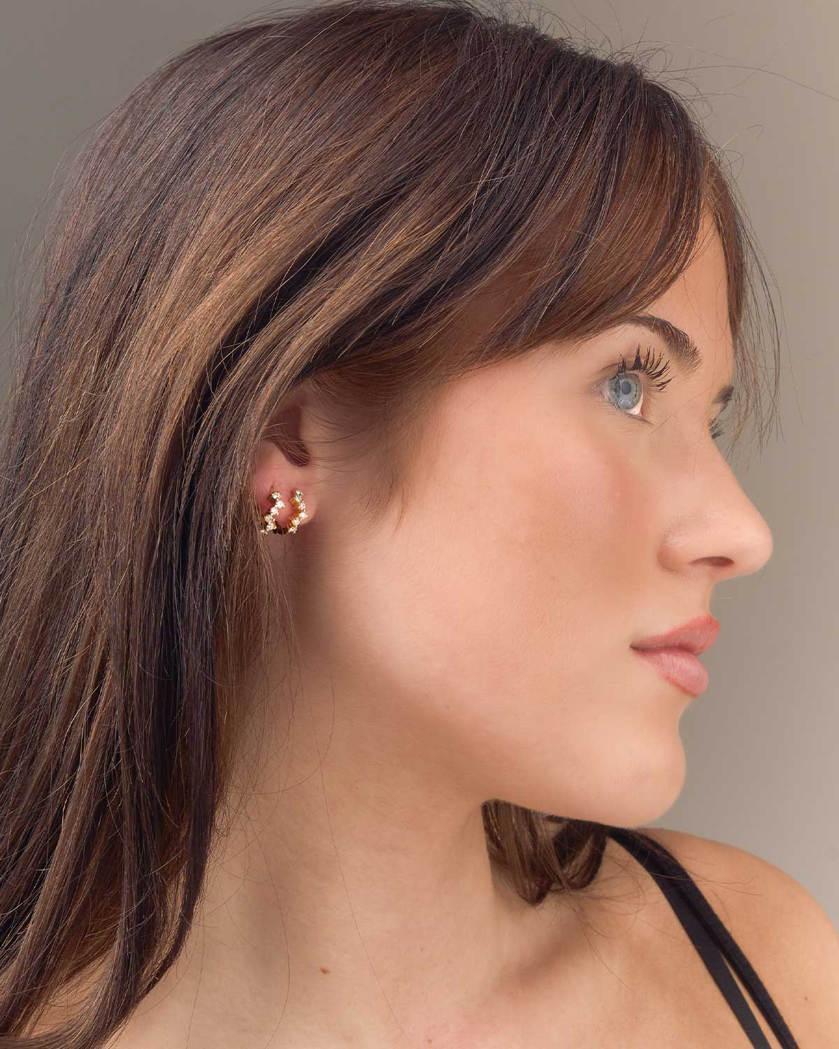 Diamond Cut Moissanite Gold Vermeil Mini Hoops