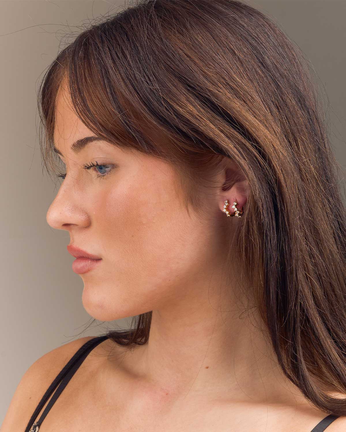 Diamond Cut Moissanite Gold Vermeil Mini Hoops