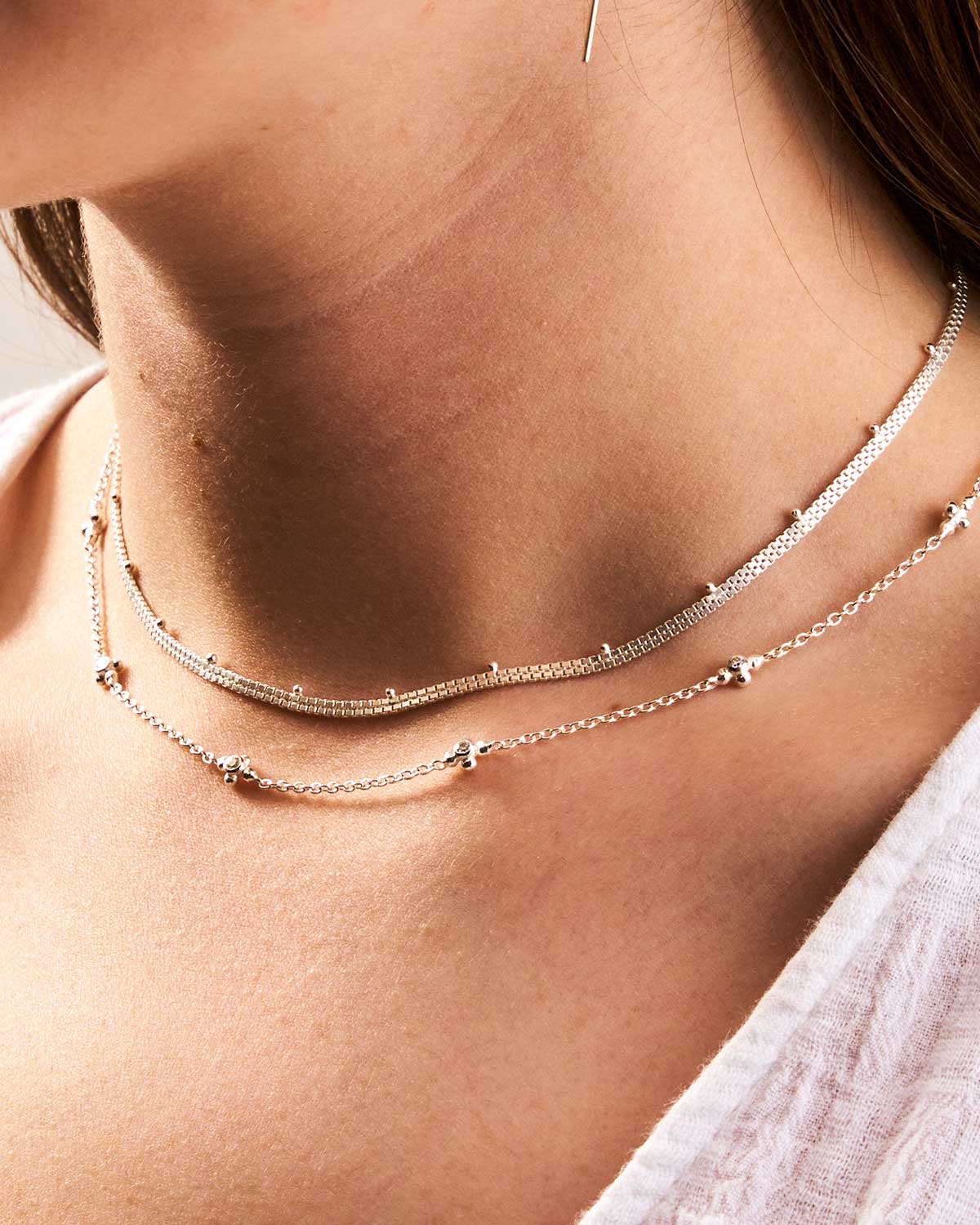 Mini Blue Topaz Sterling Silver Adjustable Necklace