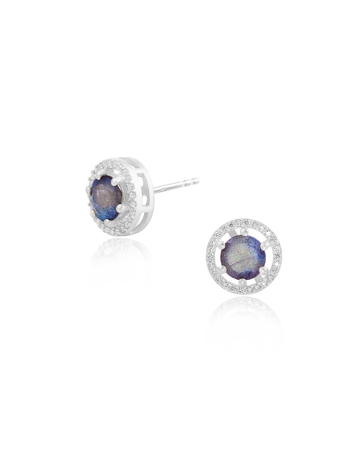 Elegant sterling silver stud earrings with natural gemstones for everyday wear