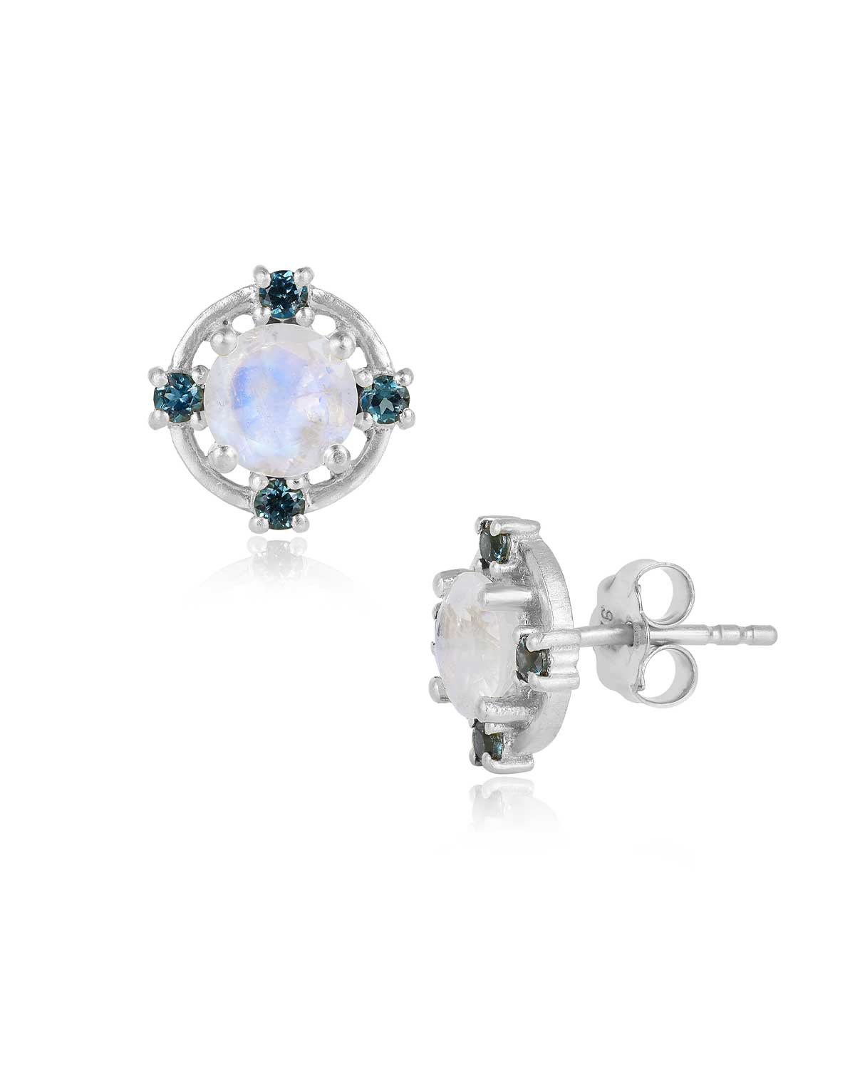 The Europa’ Due combo Silver Stud Earrings - Moon London