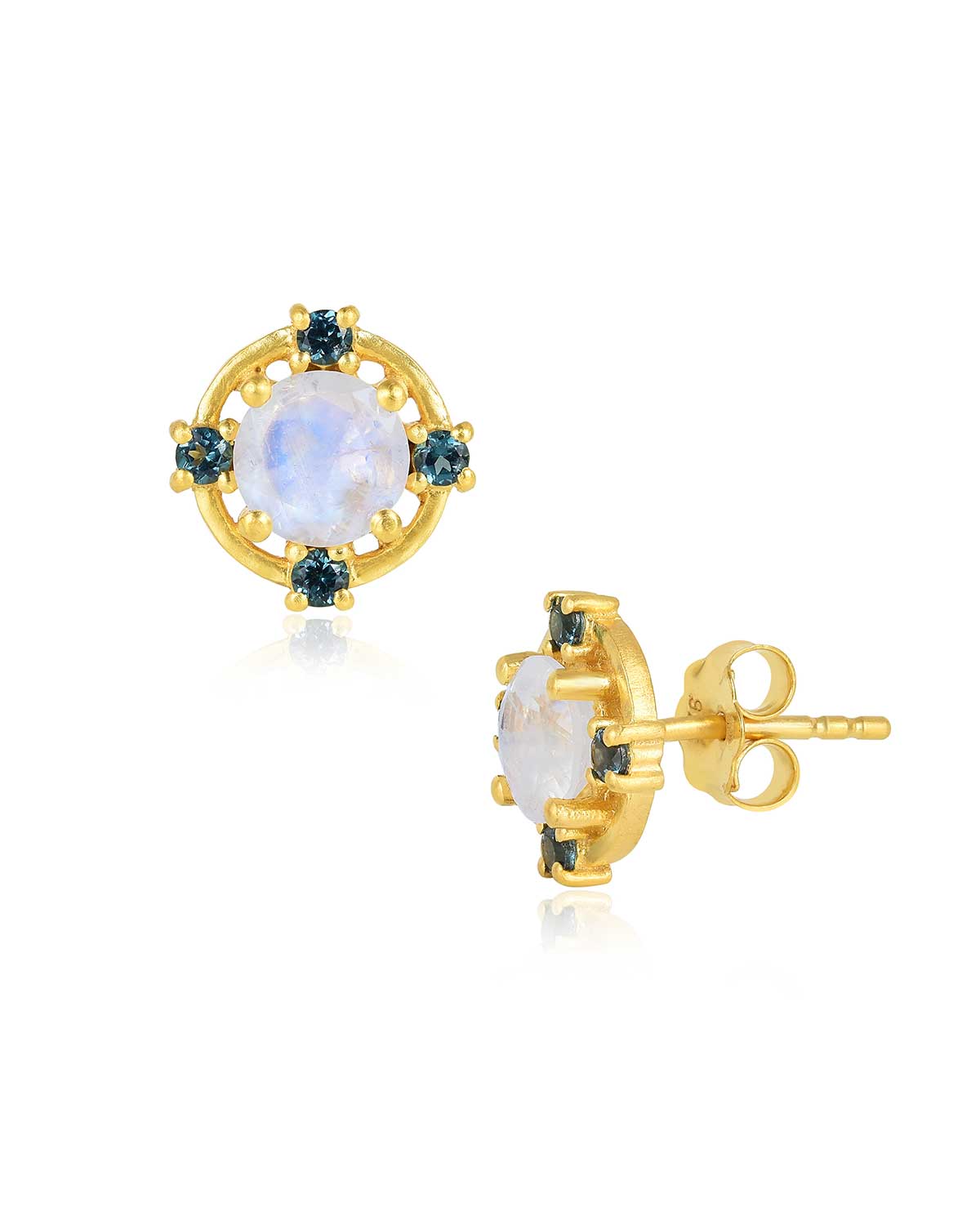 The Europa’ Due Combo Gold Stud Earrings - Moon London