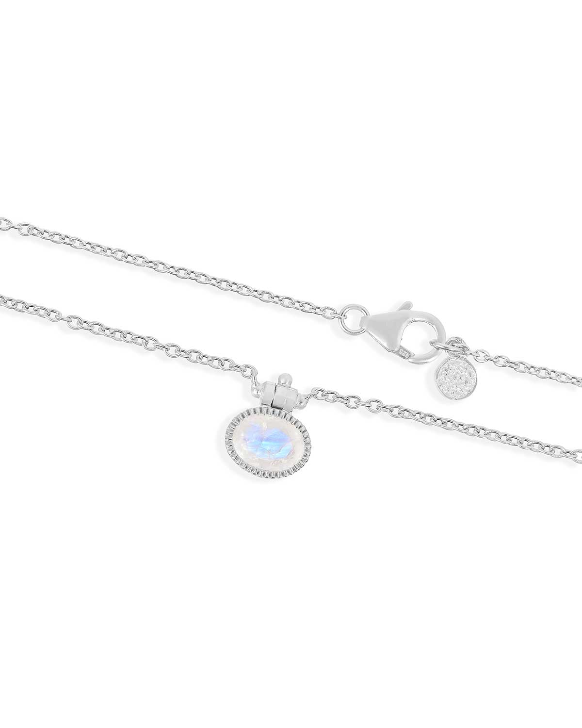 Rainbow Moonstone Pendent Silver Necklace