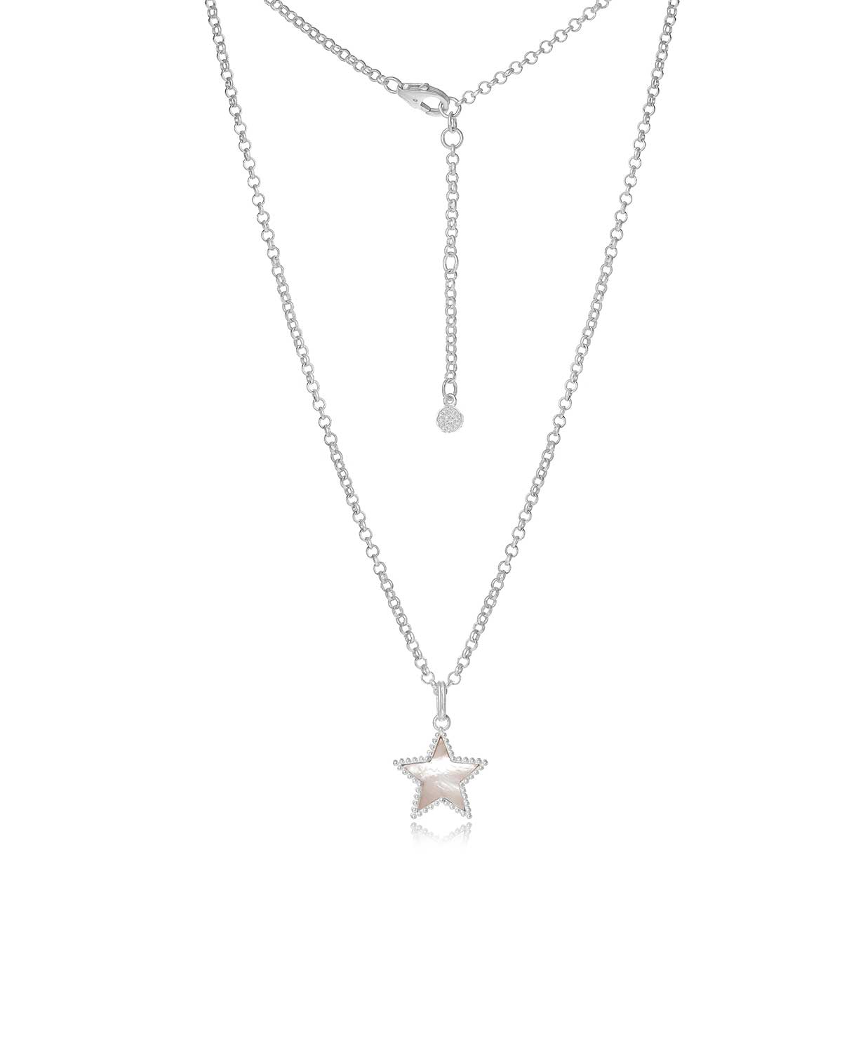 Mother Of Pearl Healing Star Silver Necklace