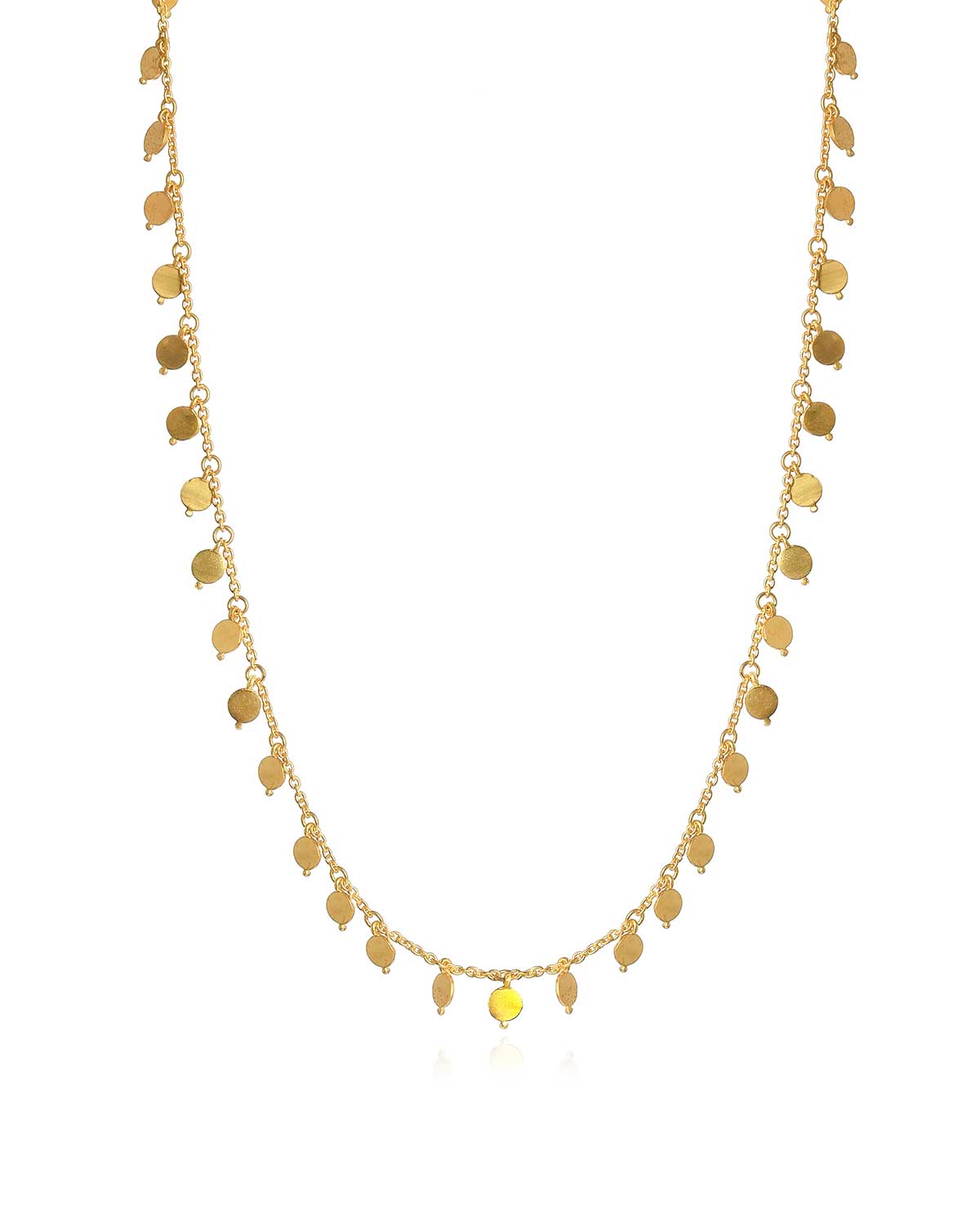 Minimal gold choker necklace with delicate disk accents