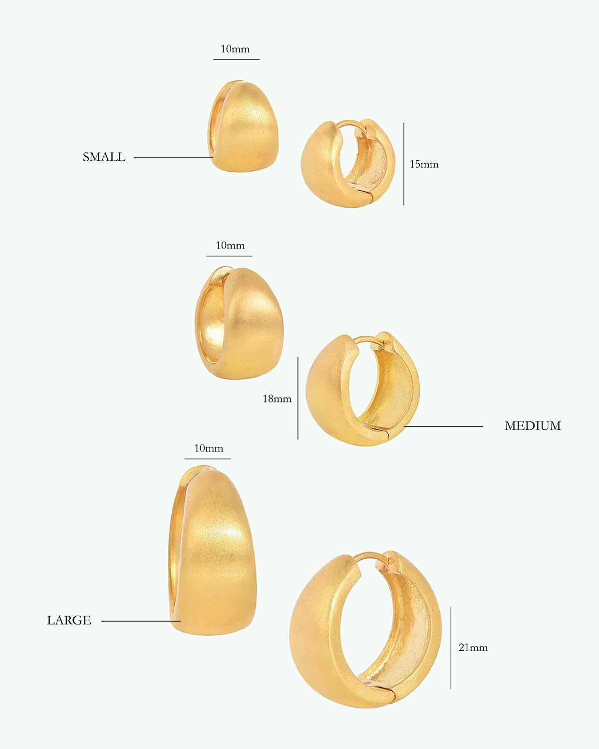 every chunky gold hoop earrings with a smooth satin finish