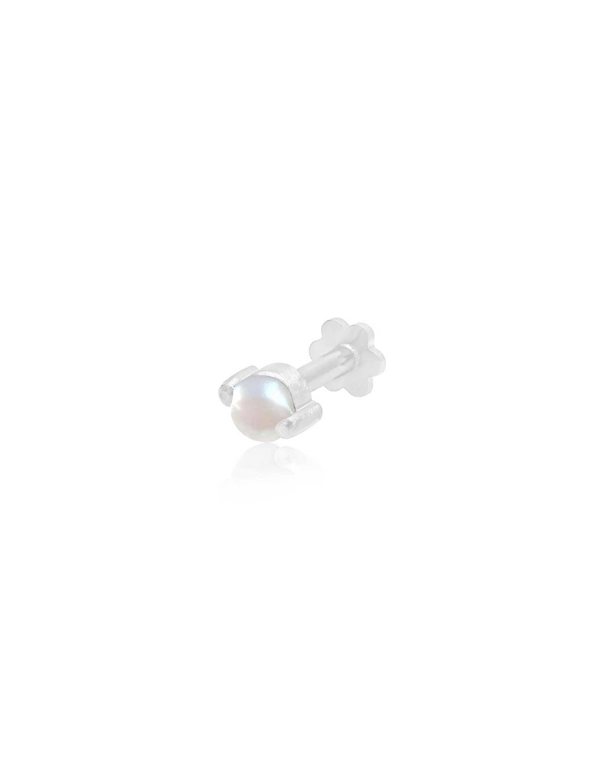 Mini Natural Pearl Silver Stud Earrings - Moon London
