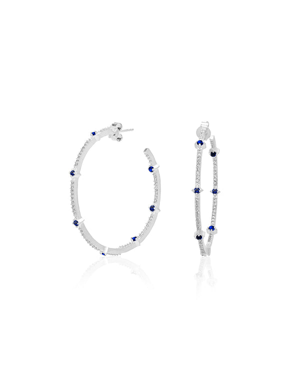 Dazzling Blue Spinal Silver Hoops
