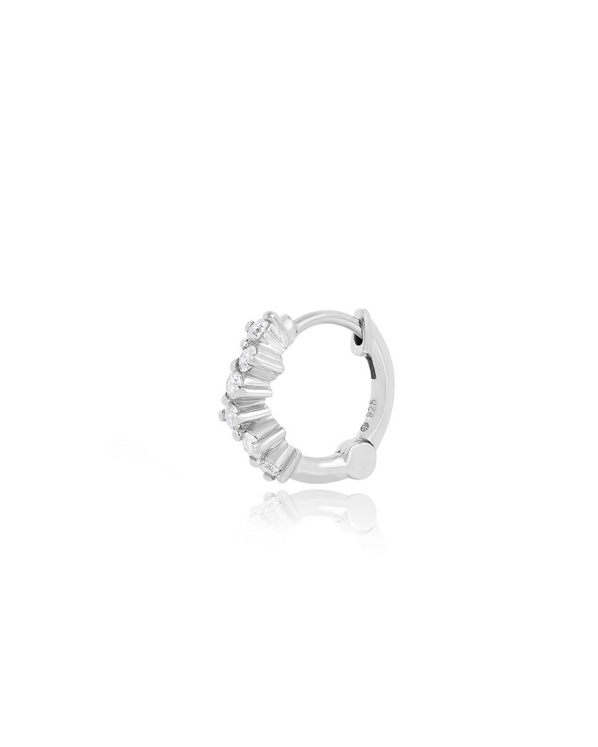 Diamond Cut Moissanite Sterling Silver Mini Hoops