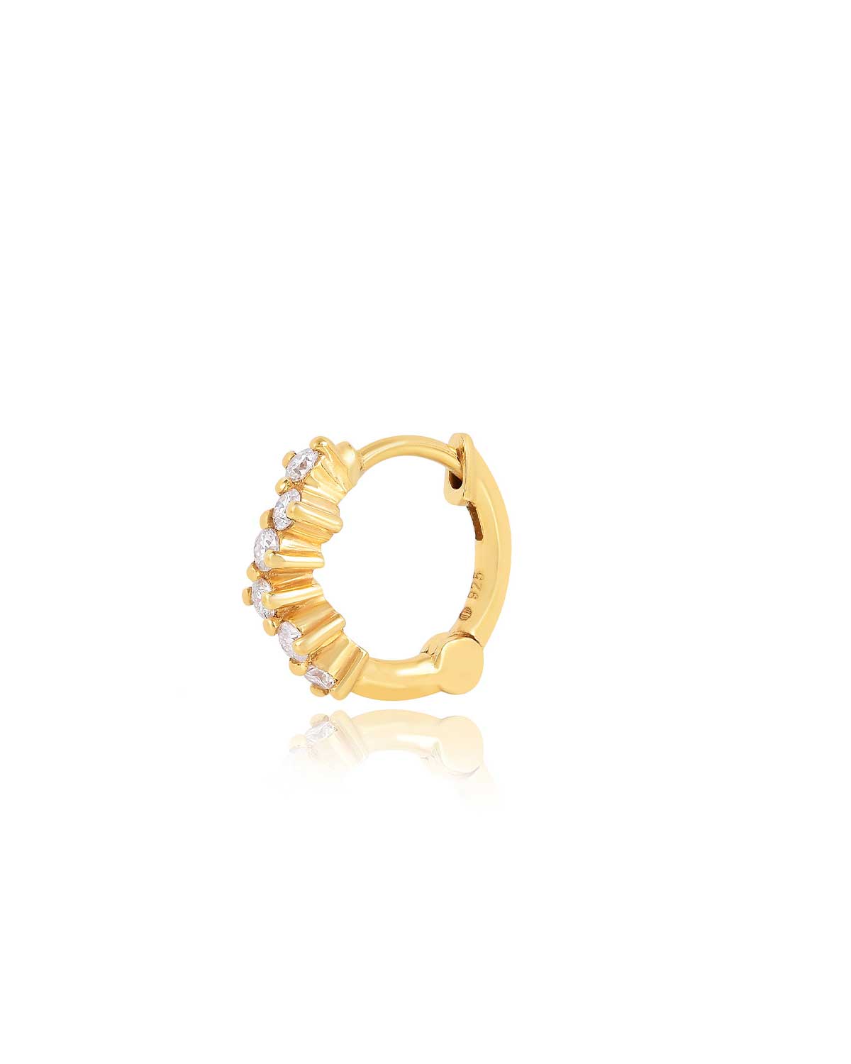 Diamond Cut Moissanite Gold Vermeil Mini Hoops