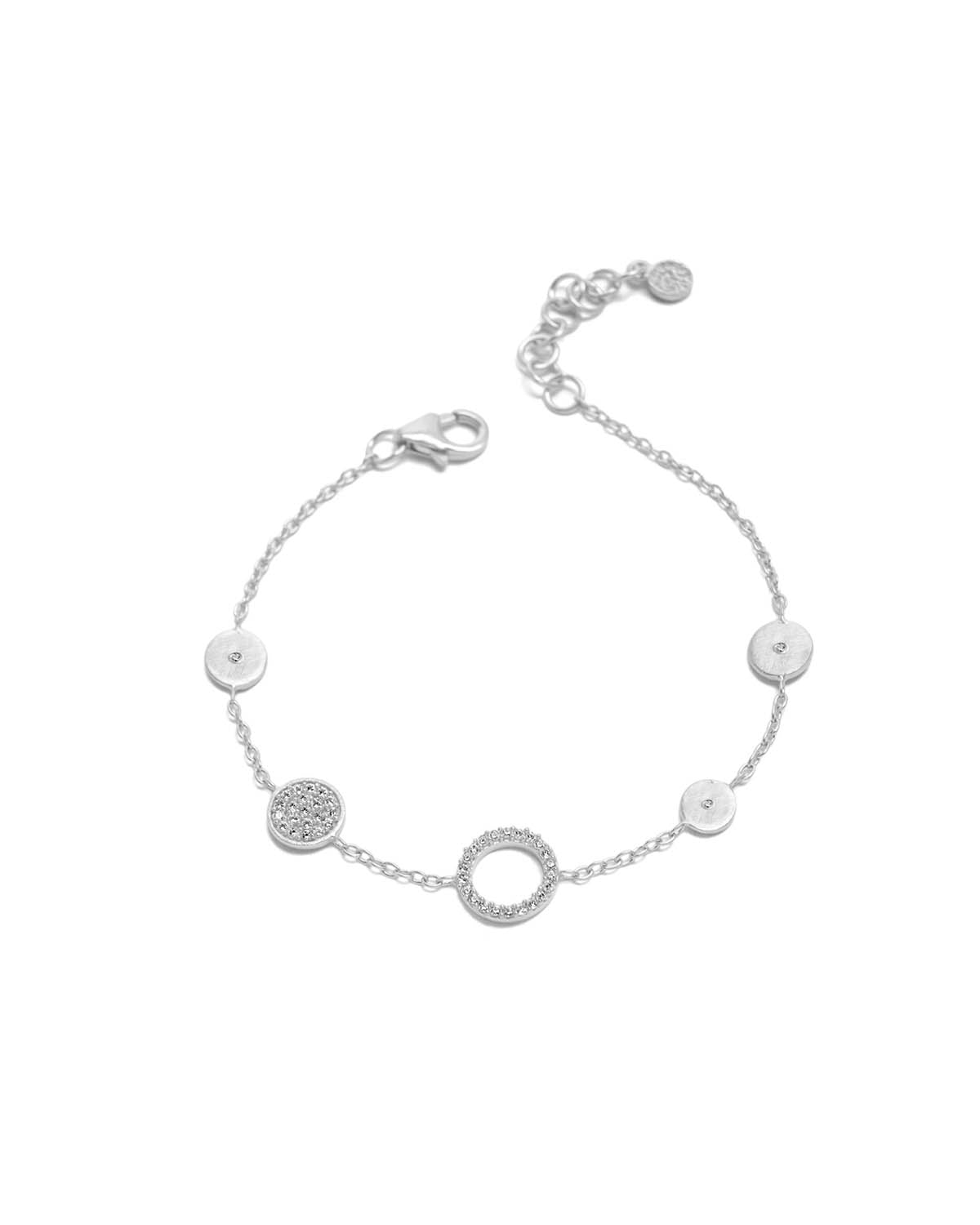 Glimmering Crystals Silver Delicate Bracelet - Moon London