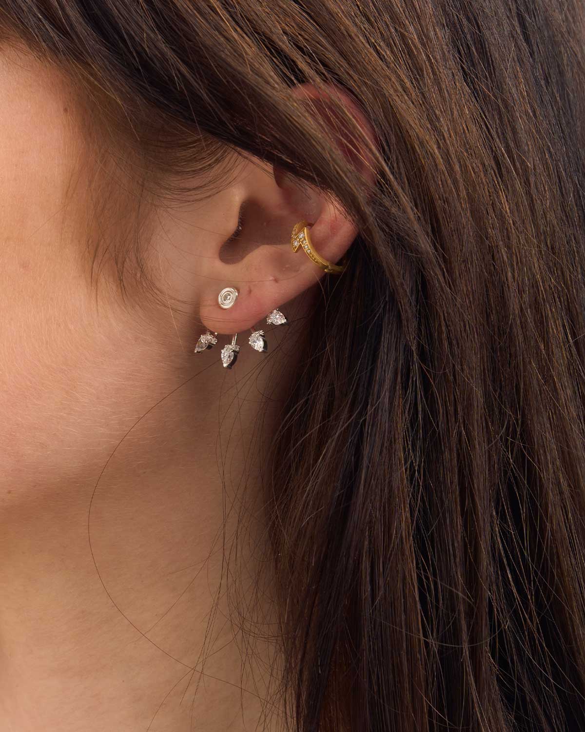 Pear Shape Moissanite Sterling Silver Stud Earrings