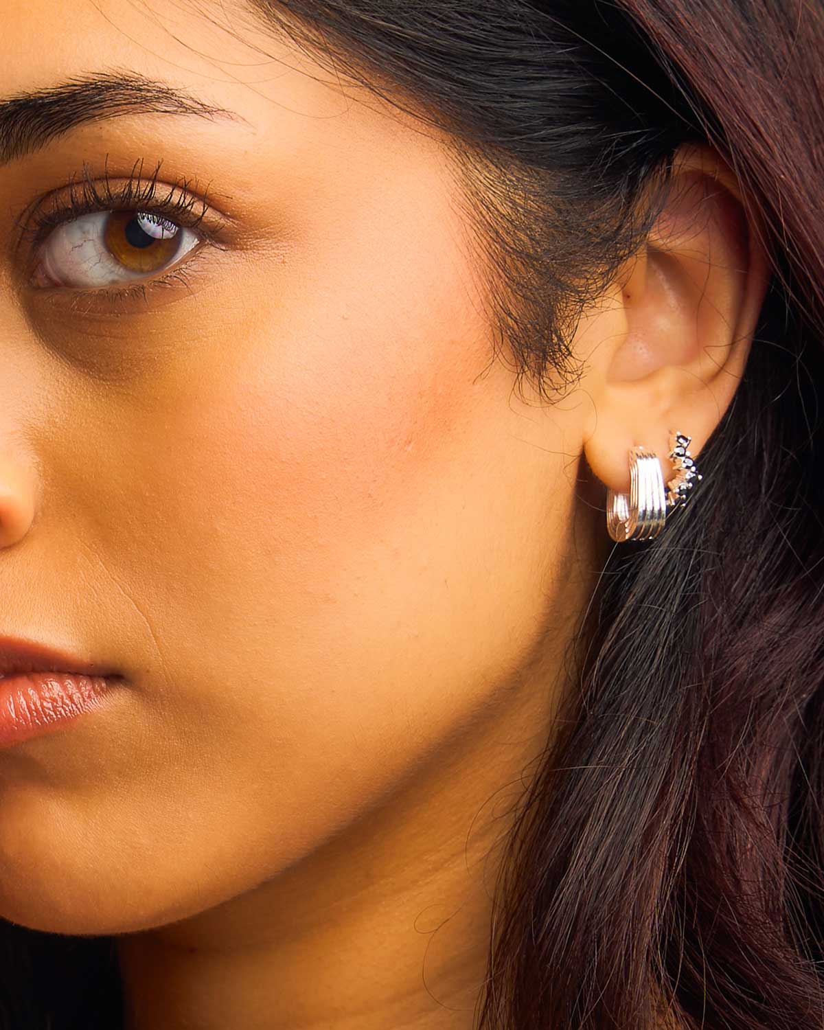 Bold "You" Shap Sterling Silver Mid size Hoops