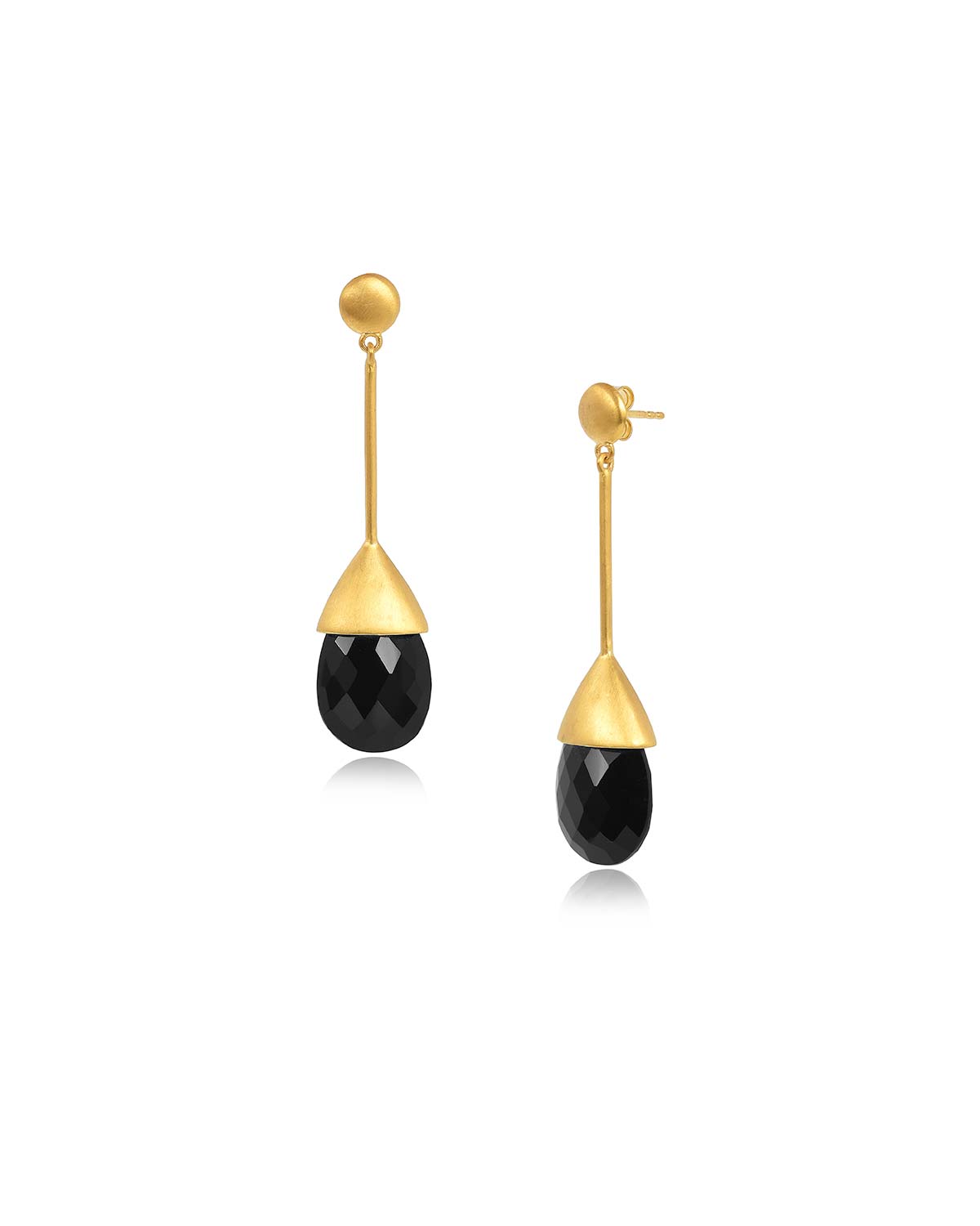 Black spinel gemstone drop earrings in gold vermeil and sterling silver