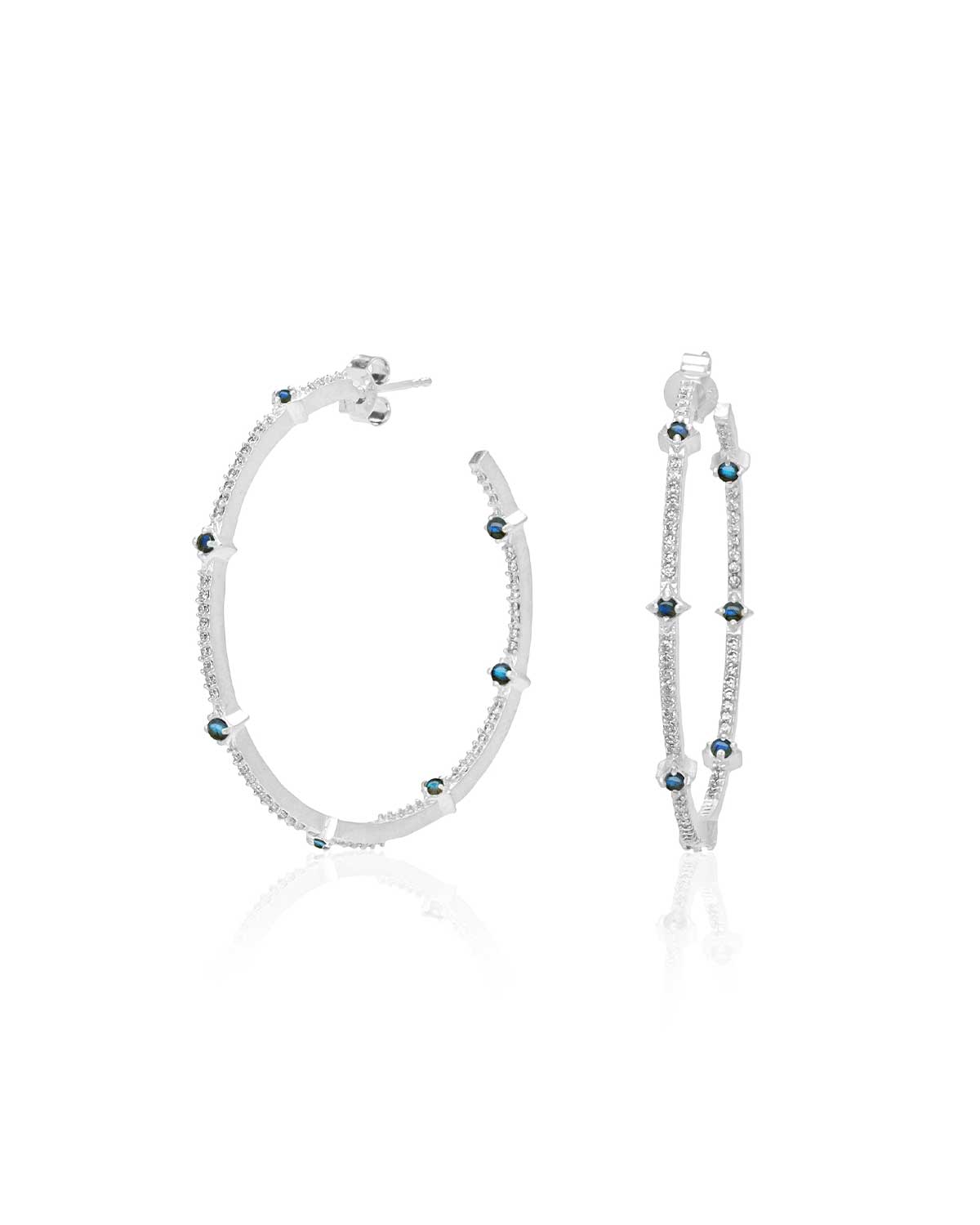 Dazzling Two colour Silver Hoops - Moon London