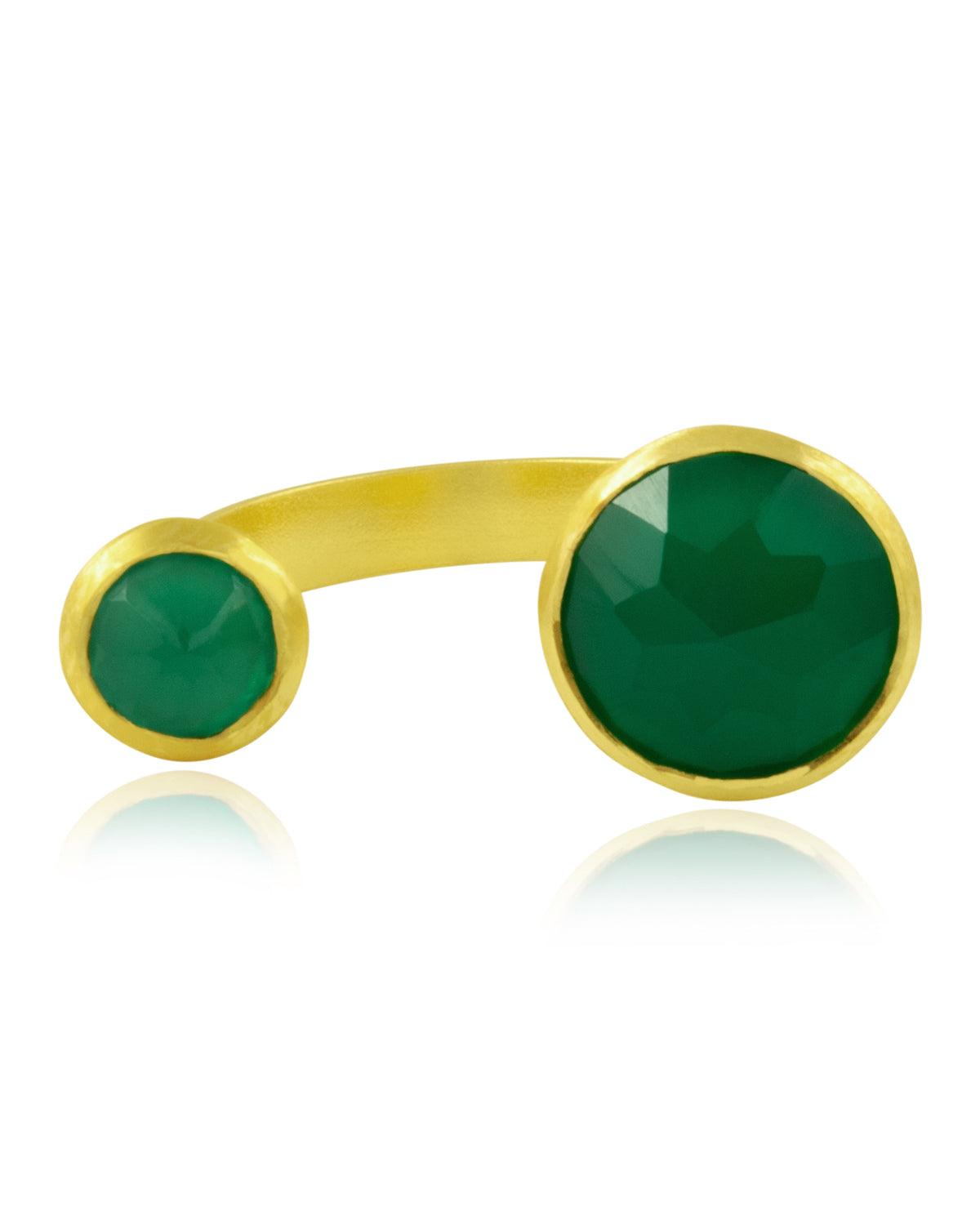 Indi Gem Green Onyx Gold Ring - Moon London