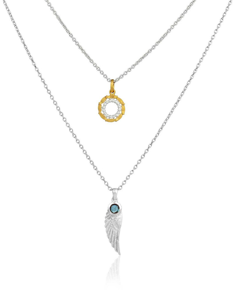Angel Wing Heling Gemstone Silver Necklace - Moon London
