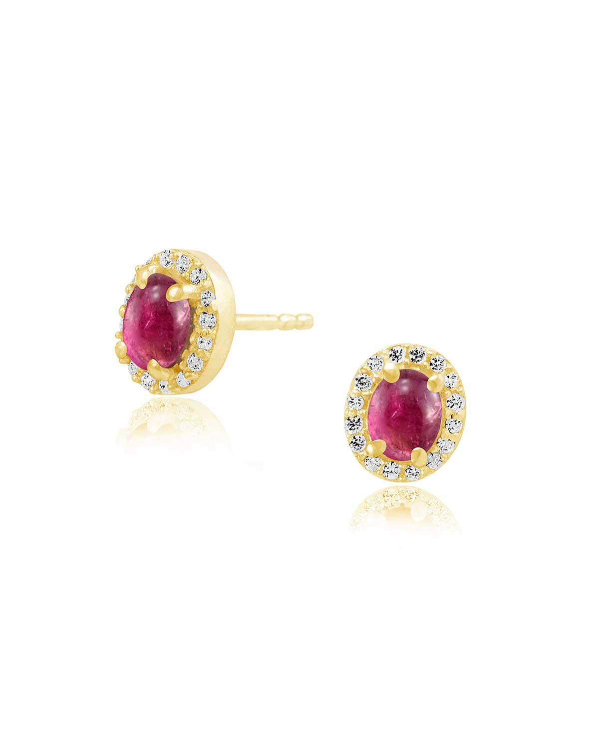  Pink Tourmaline Gold Studs Moon London women jewellery U.K