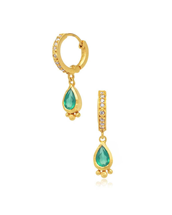 Jazzy Green Onyx Gem Huggies