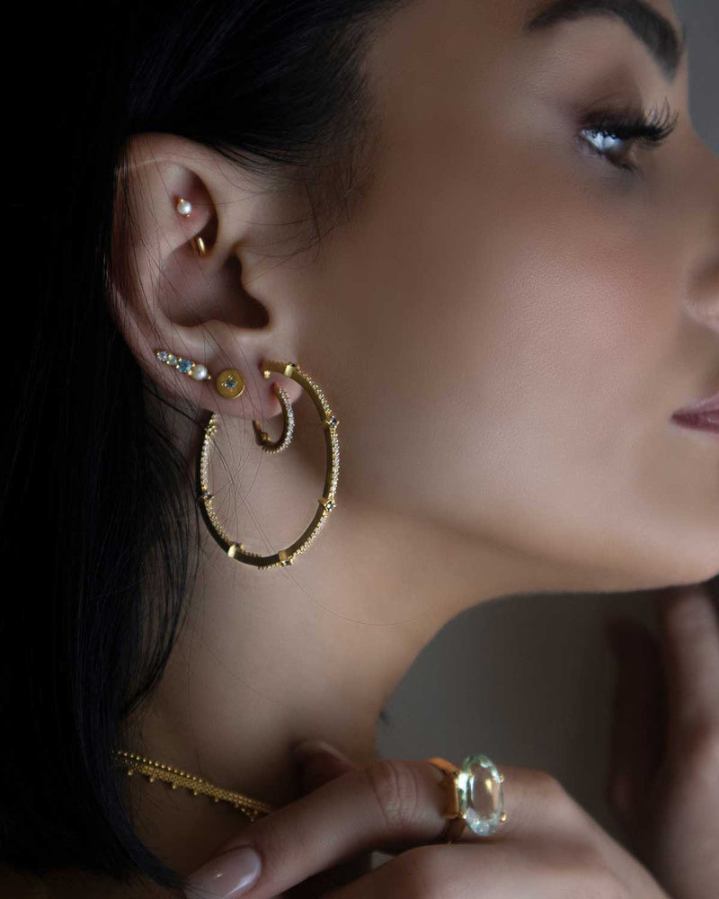 Dazzling Blue Spinal Gold Hoops