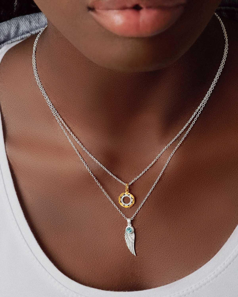Angel Wing Heling Gemstone Silver Necklace - Moon London