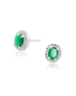 Elevating Emerald Green Silver Ear Studs