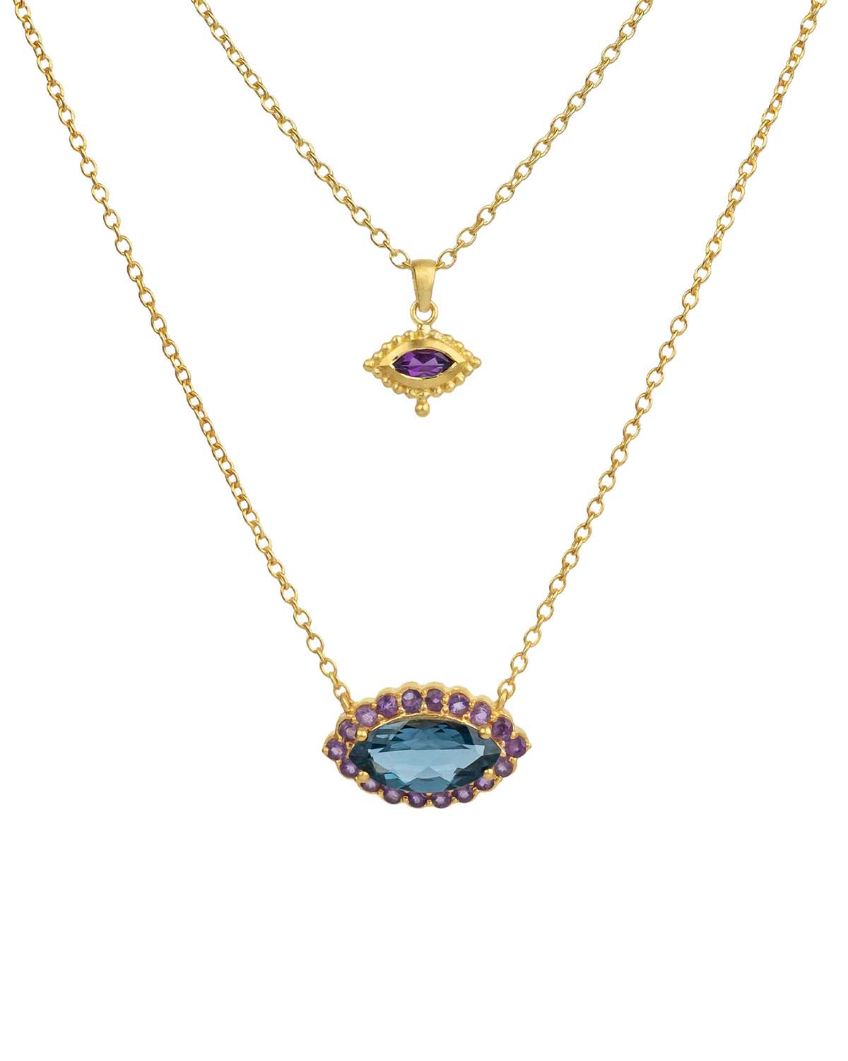 Gorgeous Gemstone Eye Gold Necklace - Moon London