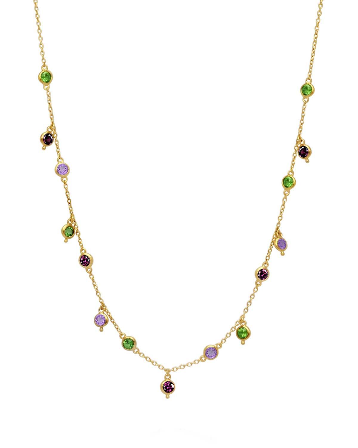 Contemporary Mix Gemstones Gold Necklace - Moon London
