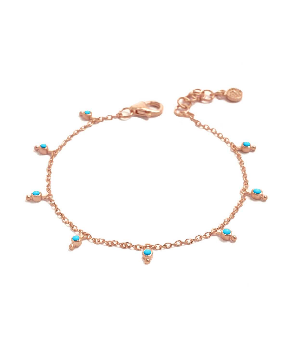 Super Paver Turquoise Gemstones Gold Bracelet - Moon London